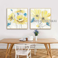 Calico Blossom Wall Art Floral Modern Handmade Framed 2 Piece Multi Panel Painting For Room Getup