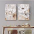 White Poppies Art Set Floral Modern Handmade 2 Piece Multi Panel Painting For Room Onlay