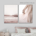 Human Hand Gear Sea Seascape Figure Modern Framed Painting Picture 2 Panel Canvas Print for Room Wall Finery