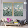 Floral Plants Wall Art Modern Artist Handmade Framed 2 Piece Multi Panel Painting For Room Finery