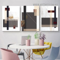 Lozenge Verse Triangle Abstract Modern Marble Pic Framed Geometrical Art 3 Piece Canvas Print for Room Wall Trimming