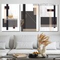 Lozenge Verse Squares Modern Abstract Geometrical Stretched Painting Image 3 Piece Wall Decor Canvas Prints For Interior Decoration