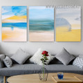 Chromatic Stigma Watercolour Abstract Painting Image Stretched 3 Piece Scandinavian Canvas Print for Room Wall Garniture