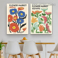 Floret Market Seoul Flowers Floral Framed 2 Panel Typography Wall Vintage Abstract Pic Canvas Print for Room Disposition