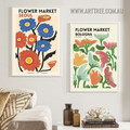 Floret Market Seoul Stem Abstract Framed 2 Piece Typography Vintage Picture Multi Panel Floral Canvas Print Wall Hanging Ornament