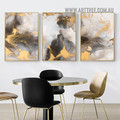Coloured Smudge Modern 3 Piece Framed Wall Art Abstract Photograph Canvas Print for Room Drape