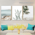 Ocean Selvage Stones Sky Landscape Seascape Artwork Abstract 3 Piece Photograph Framed Canvas Print for Room Wall Tracery