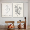 The Floral Exhibition Female Abstract Modern 2 Piece Framed Floral Minimalist Painting Photograph Figure Canvas Print for Room Wall Trimming