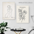 The Floral Exhibition Flower Minimalist Abstract Floral 2 Piece Modern Figure Framed Wall Art Photograph Canvas Print for Room Tracery