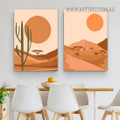 Desert Arbor Sun Artwork Photo Abstract Scandinavian 2 Piece Animal Landscape Framed Canvas Print for Room Wall Decoration