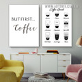 Coffee Guide Typography Painting Photograph 2 Piece Minimalist Beverage Modern Framed Canvas Print for Wall Hanging Drape