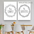 Live Simply Be Grateful Typography Modern Painting Picture 2 Piece Canvas Wall Art Prints for Room Wall Adornment