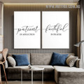 Patient In Affliction Patient In Affliction Faithful In Prayer Typography Modern Painting Picture Canvas 2 Piece Wall Art Prints For Room Wall Equipment