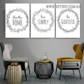 Bless This Home Live Simply Be Grateful Typography Modern Painting Picture 3 Piece Canvas Art Prints for Room Wall Décor