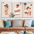 Human Being Youngling Sun Scandinavian Stretched Figure Painting Image 3 Piece Wall Décor Canvas Prints For Home Decor