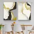 Particoloured Maculas Spots Modern Abstract Painting Image Stretched 2 Piece Canvas Print for Room Wall Garniture