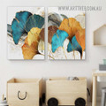 Motely Ginkgo Foliage Nordic Painting Photograph 2 Piece Abstract Modern Framed Canvas Print for Wall Hanging Drape