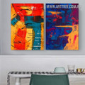 Colorful Flecks Modern Painting Picture Canvas 2 Piece Abstract Wall Art Prints for Room Arrangement