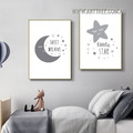 Sweet Dreams Star Typography Abstract 2 Piece Framed Minimalist Wall Art Photograph Canvas Print for Room Ornament