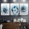 Succulent Daffodils Spots Abstract Wall Painting Floral Picture 3 Panel Modern Framed Canvas Print for Room Illumination