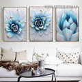 Succulent Daffodils Floral Art Picture 3 Piece Modern Framed Canvas Abstract Print For Room Wall Equipment