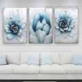 Succulent Daffodils Spots Abstract Floral Modern Painting Picture Framed Stretched 3 Panel Canvas Prints For Wall Garnish