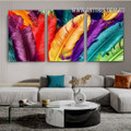 Colourful Quills Framed Art Picture 3 Piece Abstract Canvas Print Art Modern for Room Wall Moulding