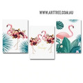 Flamingos Birds Nordic Modern Painting Picture 3 Panel Canvas Prints for Room Wall Décor