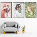 Face With Flowers Nordic Floral Modern Painting Picture 3 Piece Canvas Art Prints for Room Wall Equipment