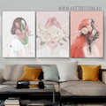 Women’s Face Nordic Figure Modern Painting Picture 3 Piece Canvas Art Prints for Room Wall Equipment