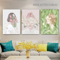 Face With Blossoms Nordic Floral Modern Painting Picture 3 Piece Canvas Art Prints for Room Wall Equipment