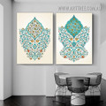 Turquoise Daffodils Flowers Modern 2 Panel Painting Abstract Photograph Framed Floral Canvas Print for Room Wall Embellishment