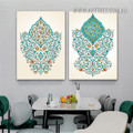 Turquoise Daffodils Leaves Modern Framed 2 Panel Wall Art Photograph Floral Abstract Canvas Print for Room Equipment