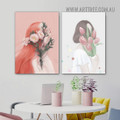 Peonies Flowers Nordic Floral Modern Painting Picture 2 Piece Wall Art Prints for Room Finery