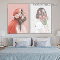 Peonies Flowers Nordic Floral Modern Painting Picture Canvas 2 Piece Wall Art Prints for Room Molding