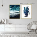 Profound Whim Spots Minimalist 2 Multi Panel Abstract Stretched Wall Art Seascape Image Canvas Print for Room Garnish