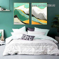 Hills With Tarnish Abstract Landscape Modern Painting Picture 2 Piece Canvas Wall Art Prints for Room Disposition