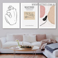 Chromatic Tarnish Spots Minimalist 3 Panel Modern Artwork Photo Framed Canvas Print For Figure Room Wall Decor