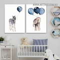 Zebra Elephant Nordic Animal Modern Painting Picture Canvas 2 Piece Wall Art Prints for Room Getup