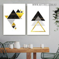 Splotch Triangles Geometric Modern Painting Picture 2 Piece Abstract Wall Art Prints for Room Wall Décor