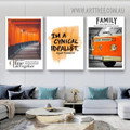 A Little Piece Typography Vintage 3 Piece Stretched Painting Photograph Nordic Canvas Print for Room Wall Outfit