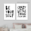 Be Your Self Quotes Painting Pic 2 Piece Minimalist Framed Canvas Art Print for Abstract Room Wall Illumination 
