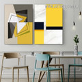 Hued Verse Tarnish Rectangles Abstract 2 Piece Stretched Figure Geometric Art Photo Canvas Print for Modern Room Wall Getup