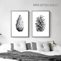 Autumnal Pine Cone Botanical Vintage Painting Picture 2 Piece Canvas Wall Art Prints for Room Wall Décor