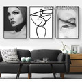 Female Figure Nordic Abstract Modern Painting Picture 3 Piece Abstract Wall Art Prints for Room Ornamentation