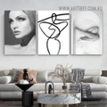 Female Figure Nordic Abstract Modern Painting Picture 3 Piece Canvas Wall Art Prints for Room Garnish