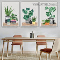 Tropical Homalomena Leaves Floral Modern Painting Picture 3 Piece Wall Finery