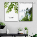 Japanese Maple Leafage Abstract 2 Panel Framed Modern Artwork Picture Naturescape Canvas Print For Nordic Room Wall Embellishment