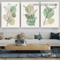 Leaves Pattern Nordic Abstract Botanical Modern Painting Picture3 Piece Wall Art Prints for Room Molding