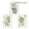 Leaves Pattern Nordic Botanical Modern Painting Picture 3 Piece Abstract Wall Art Prints for Room Illumination